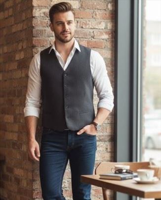 Kvalitetan retro muški prsluk  - Vel. L  Elegantan