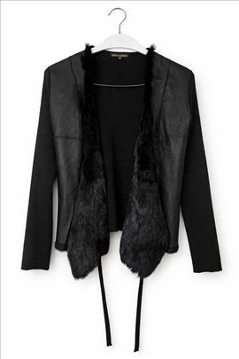 Amaya Arzuaga crni kardigan, vuna/koža/krzno