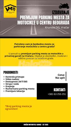 Premium, lux garaža za motore u centru Vracara!