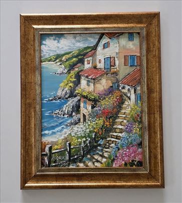 Ulje na lesonitu - Stepenice mediterana, prelepo!