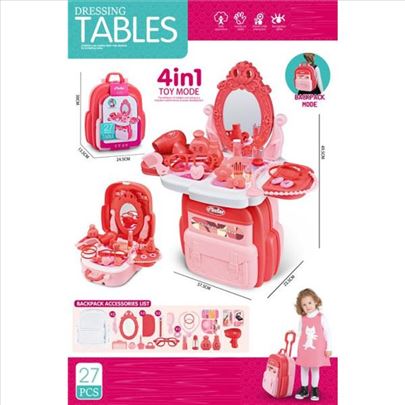 Toaletni sto kofer i ranac za devojčice 4u1