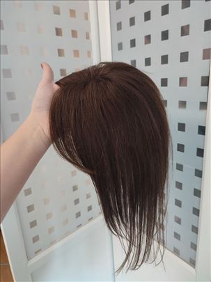 Tupe od prirodne kose smeđi sa šiškama