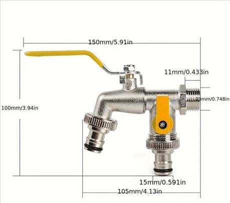 Dvostrana slavina cesma bastu za dva creva novo