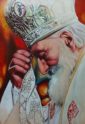 Patrijarh Pavle - 65x51cm - Akril na papiru