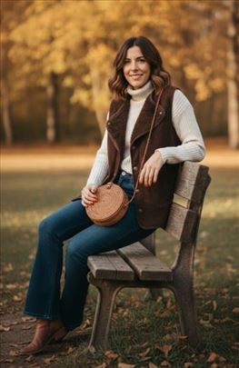 Retro šik - prsluk sa krznenom postavom 