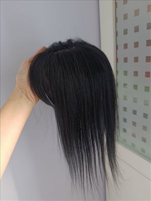 Tupe od prirodne kose crn sa šiškama