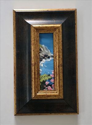 Ulje na lesonitu - Plavo more. Minijatura