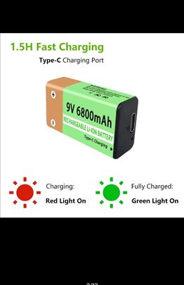 9 volti lijon baterija punjiva