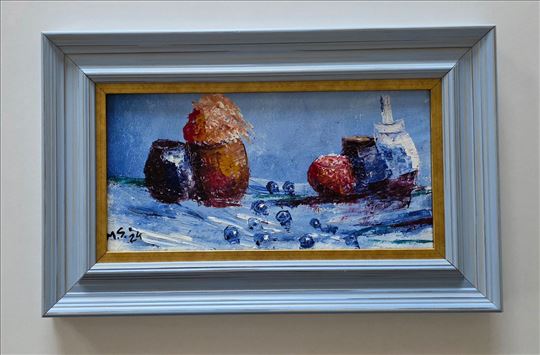 Ulje na platnu - Mrtva priroda u plavoj boji