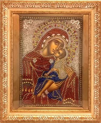 Ikona Majke Božije. Ručni rad.