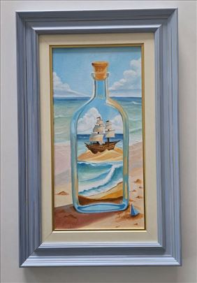 Ulje na platnu - Brod u boci, prelepa slika!