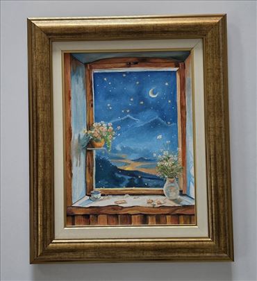 Ulje na platnu - Zvezdana noc, prelepa slika!