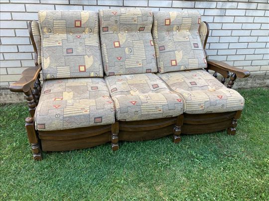 Trosed i dve fotelje od punog hrastovog drveta