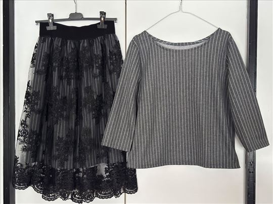 Italijanski Komplet Suknja i Bluza S-M Novo