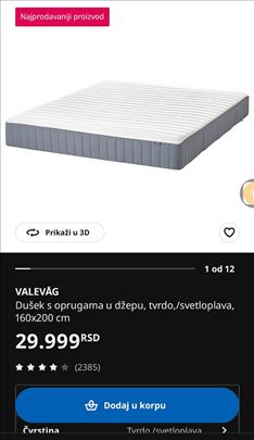 Dušek 160x200 IKEA Valevag