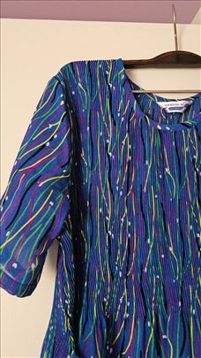 Vintage plisirana haljina u plavoj boji, XL