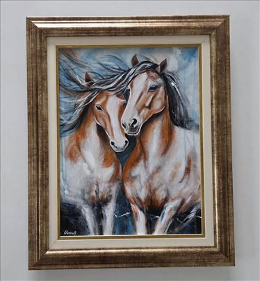 Konji - Lepotan i Lepotica, akril na platnu.