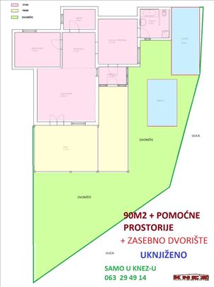 KRNJAČA-SEBEŠ, 2,5s, 90m2+ dvorište, uknjižen