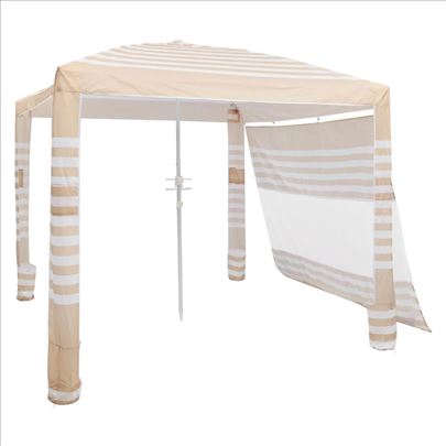 Nadstresnica za plazu 2.4x2.4m, krem pruge