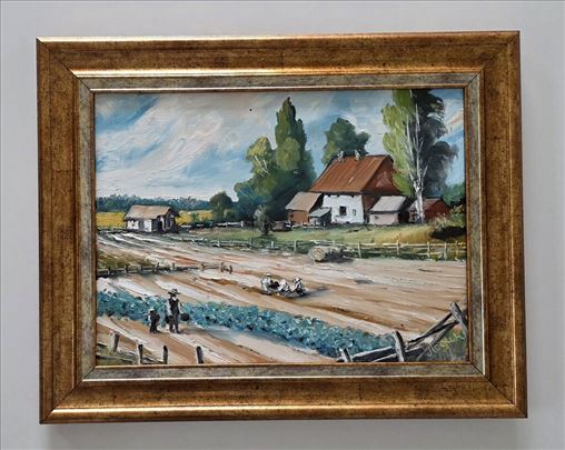 Ulje na platnu - Dan u selu, prelepa slika!