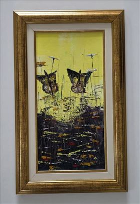 Ulje na platnu - Dva leptira, prelepa slika!