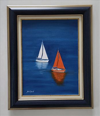 Ulje na platnu - Na plavom moru, prelepa slika!