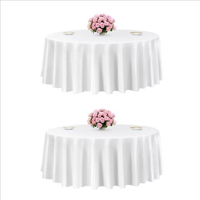 Beli okrugli stolnjaci 2x navlake za stolove