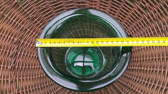 Zeleni stakleni nokšir tuta noćna posuda Vintage 