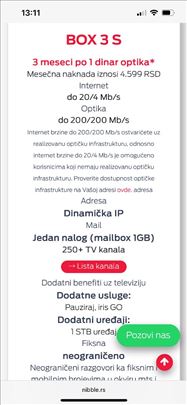 Ustupam MTS BOX paket (internet + TV + telefon)