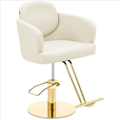 Frizerska stolica - do 200 kg - krem - zlatna