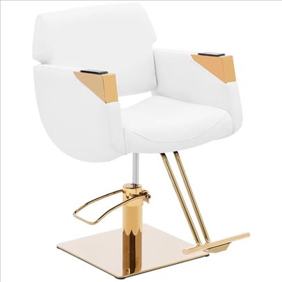 Frizerska stolica sa osloncem za noge -belo-zlatna