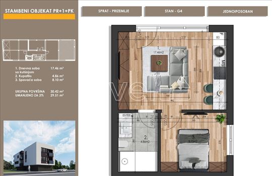 Stan,Novi Sad,Bulevar Patrijarha Pavla,kv: 30.00, 