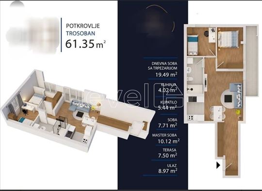 Stan,Novi Sad,Klisa,kv: 61.00, € 134900, ID: 10024