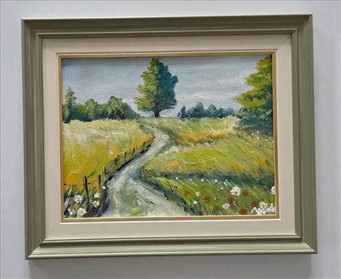 Ulje na lesonitu - Mali letnji pejzaž