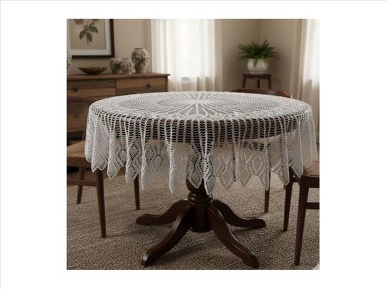 Retro unikat: Ručno heklani pamučni stolnjak!