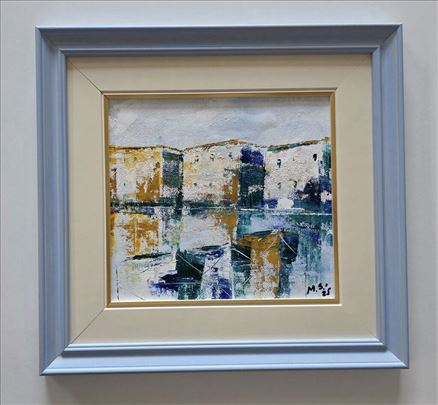 Ulje na platnu - Dva camca na moru