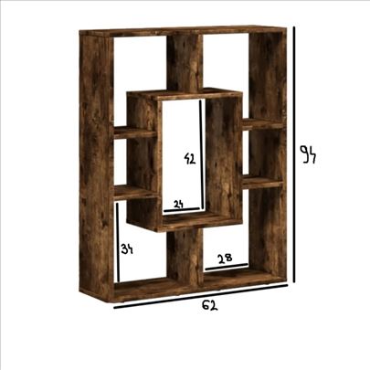 Samostojeća Polica Paljeno Drvo - Ručni Rad