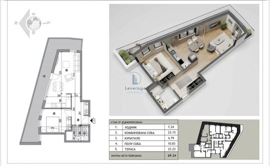 Novogradnja, Žarkovo, 69.24 m2 + pdv