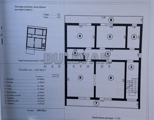 Četvorosoban stan, 145 m2, II sprat, deo dvorišta,