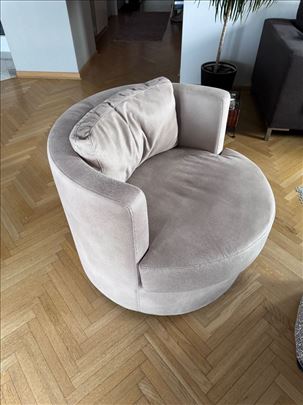 Simpo okrugla fotelja Sfera od bež stofa  - Nova