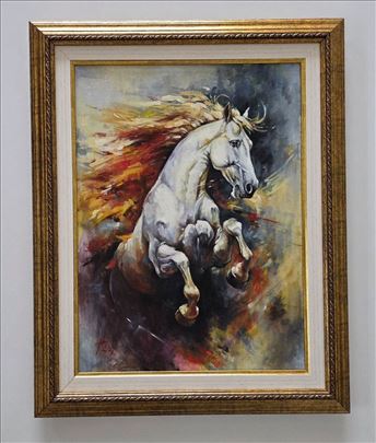 Ulje na platnu - Konj Despot, prelepa slika!