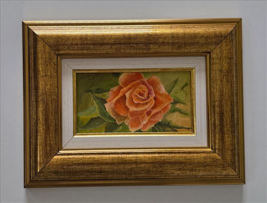 Ulje na platnu - Ruza, dva. Minijatura