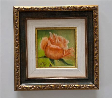 Ulje na platnu - Ruza, jedan. Minijatura