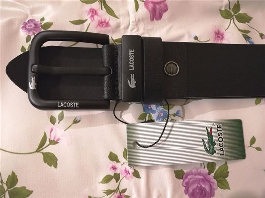 Novi muski kozni markirani kais Lacoste Crna snala