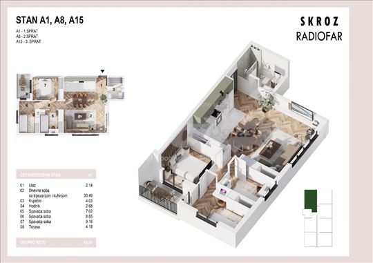 Stan na prodaju, odmah useljiv - 69m2, Radiofar