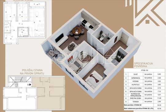 Stan,Novi Sad,Adice,kv: 50.46, € 105970