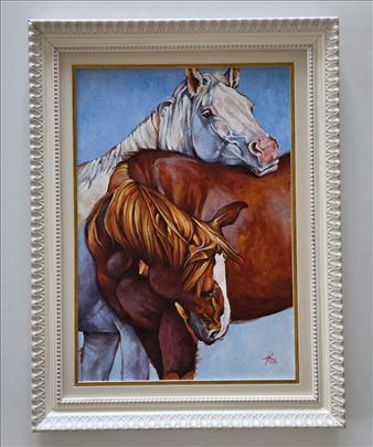 Ulje na platnu - Bliskost konja, prelepa slika! 