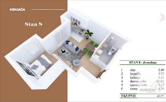 Na prodaju dvosoban stan novogradnje u Krnjači
