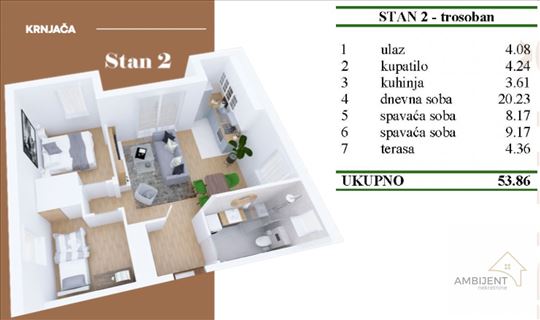 Na prodaju trosoban stan novogradnje u Krnjači