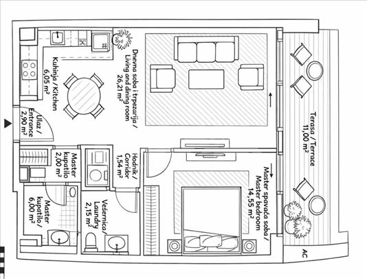 Dvosoban stan BW Perla-fiksna cena-hitno